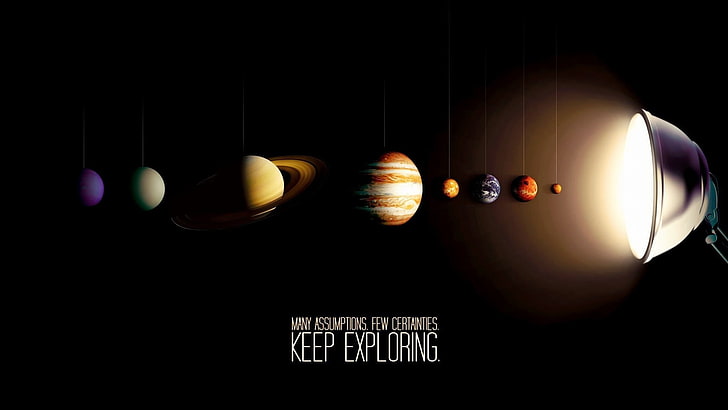 Keep Exploring digital wallpaper, solar 2, light bulb, planet