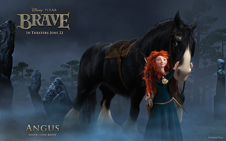 Merida & Angus in Brave HD, movies, pixars, HD wallpaper