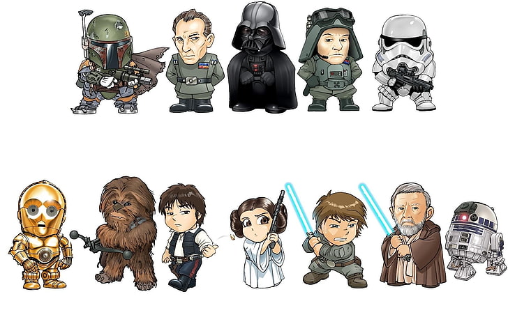 HD wallpaper: Star Wars characters, Boba Fett, C-3PO, Cartoon, Chewbacca,  Darth Vader | Wallpaper Flare