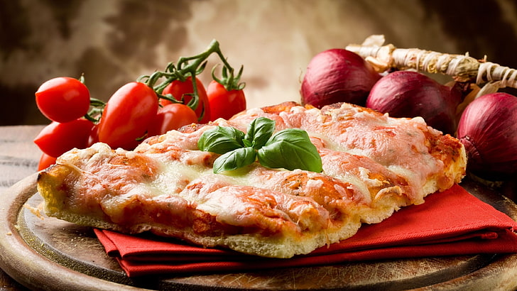 baked pizza, food, food and drink, fruit, tomato, vegetable, healthy eating