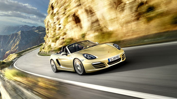 Porsche Boxster 211 HP, gold sports coupe, cars