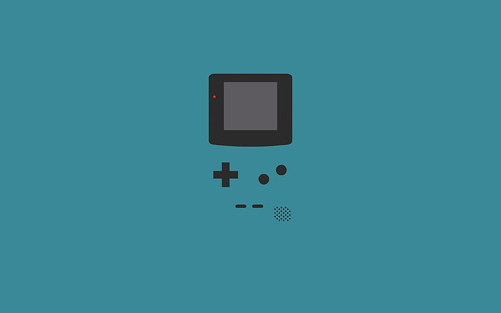 teal and black handheld game console illustration, minimalism