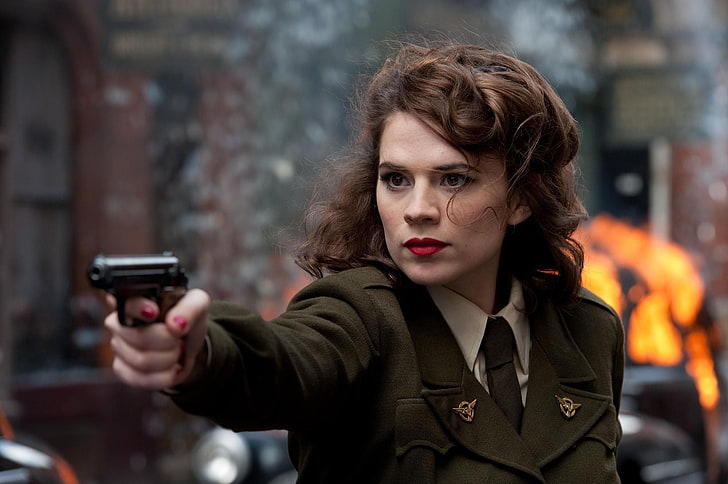 gun, actress, form, The First Avenger, Hayley Atwell, Hayley Аtwell