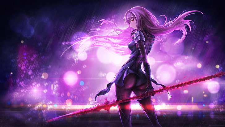 purple-haired female fictional character wallpaper, Lancer (Fate/Grand Order), HD wallpaper