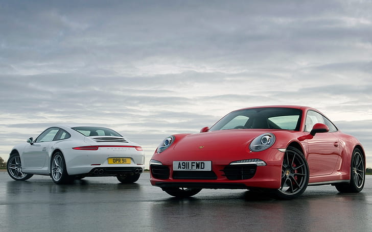 Porsche 911 white and red supercar, HD wallpaper