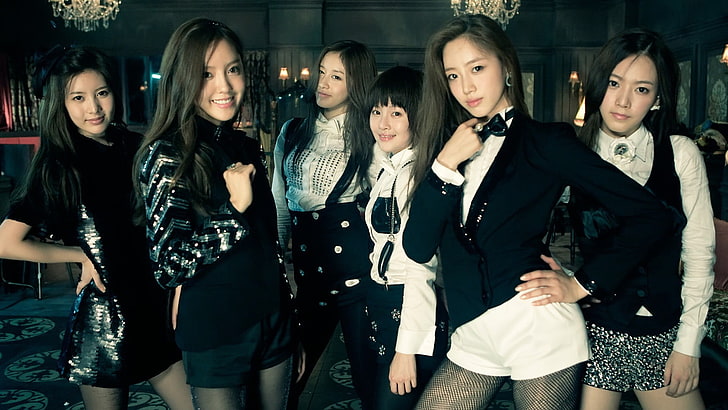 women's black blazer, Korean, T-ara, music, group of people, friendship