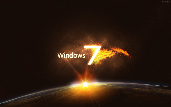 Windows 7 ultimate  Full HD, night, communication, space, text