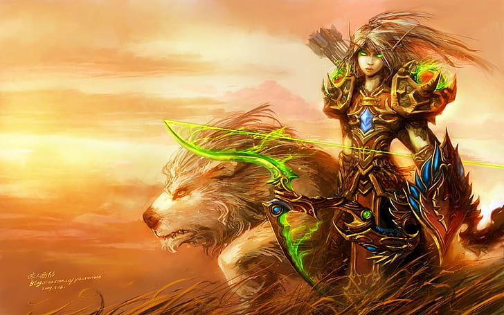 women video games world of warcraft blood elf hunter archers fantasy art armor elves artwork bow we Abstract Fantasy HD Art