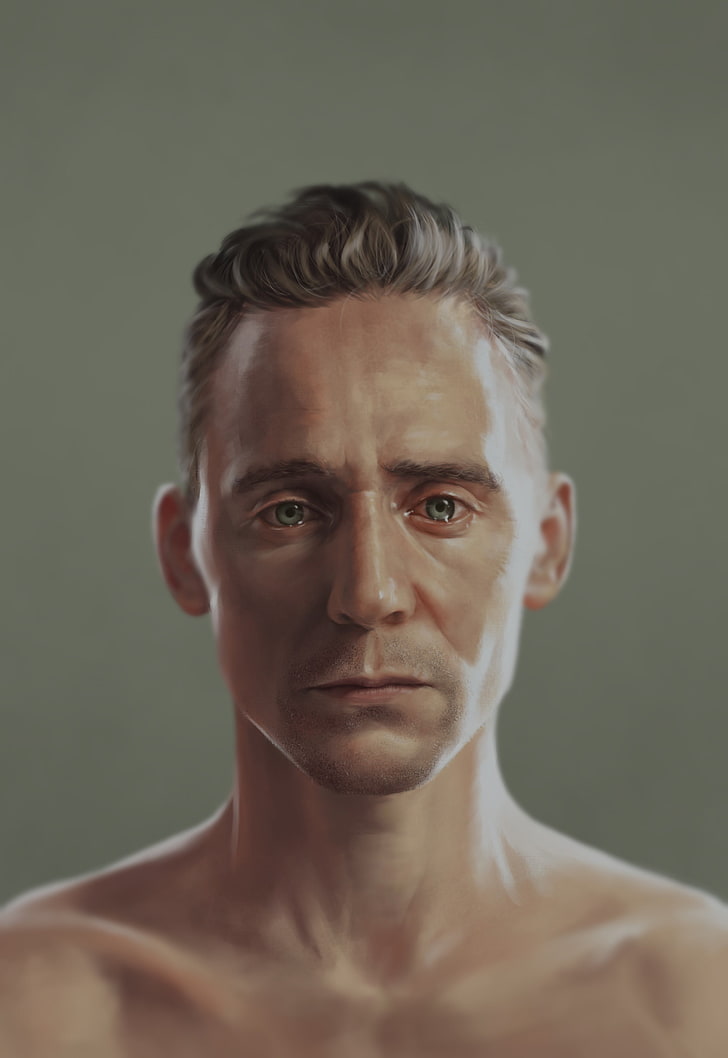 man crying painting, Tom Hiddleston, actor, men, fan art, simple background