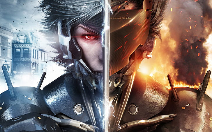 Raiden Metal Gear Rising Revengeance, male anime character with black suit and gray hair