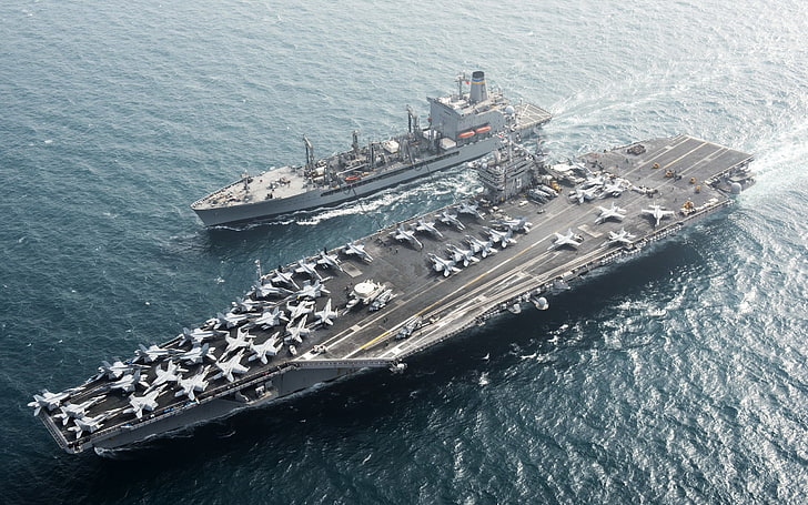 Aircraft Carrier USS Harry S Truman , black and gray aircraft carrier