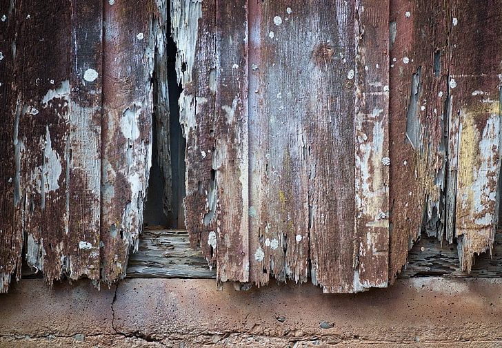 brown and white wooden cabinet, texture, weathered, old, abandoned, HD wallpaper