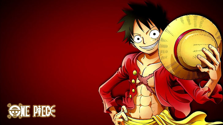 One Piece Luffy illustration, Anime, Monkey D. Luffy, red, one person