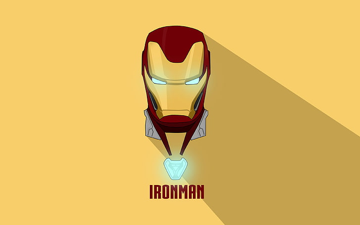 Yellow background, Minimal, Artwork, Iron Man, 4K, HD wallpaper