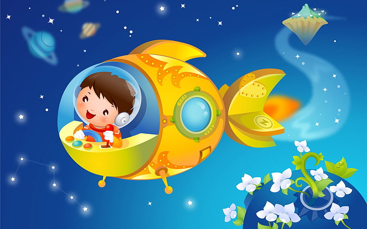 HD wallpaper: Baby Smile A Spaceship, boy riding on submarine clip art,  Cartoons | Wallpaper Flare