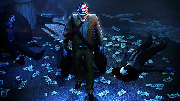 Payday 2, mask, money, Overkill Software, robbery, HD wallpaper