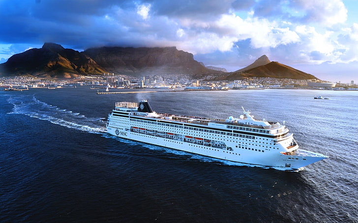 cruise ship, sea, Cape Town, Mother City, nautical vessel, water