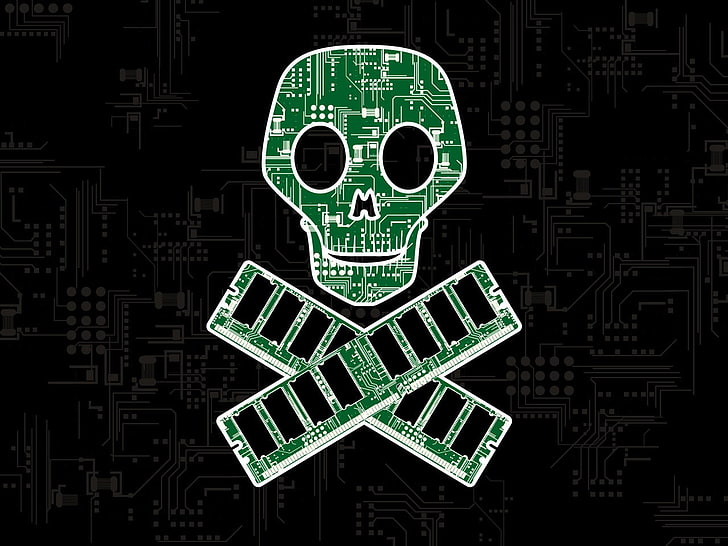 green and white skull clipart, Technology, Hacker, Hacking, no people, HD wallpaper