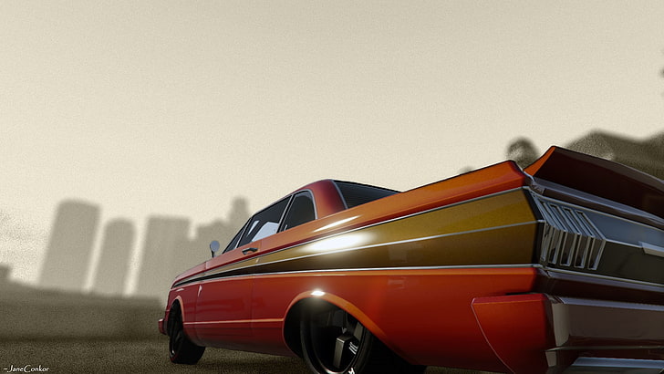 red car illustration, Grand Theft Auto V, Photoshop, tuning, mode of transportation, HD wallpaper