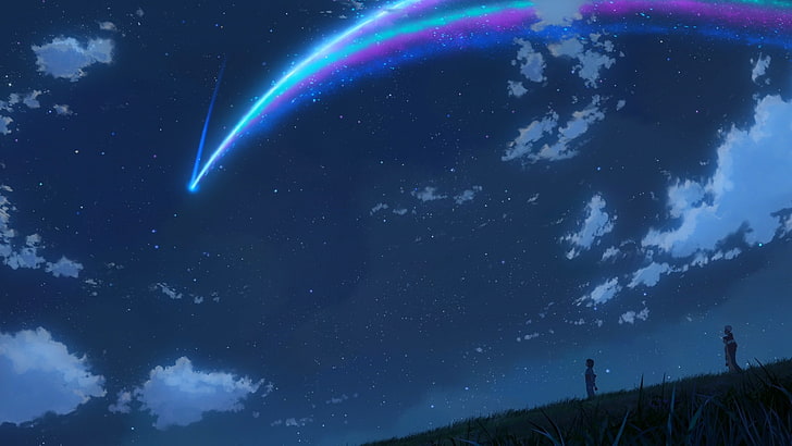 3440x1440px Free Download Hd Wallpaper Starry Night Makoto Shinkai Comet Kimi No Na Wa Wallpaper Flare