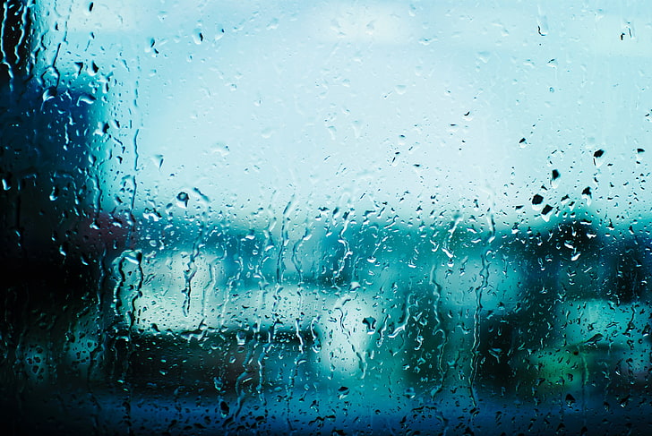 clear glass window, drops, surface, rain, raindrop, wet, glass - Material