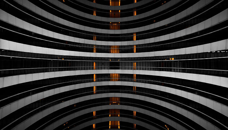 abstract, beijing, black and white, building, galaxy soho, science fiction, HD wallpaper