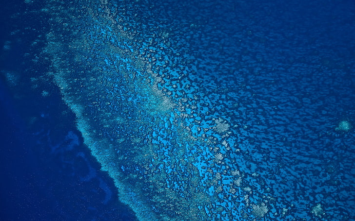 body of water, sea, aerial view, nature, blue, underwater, undersea, HD wallpaper