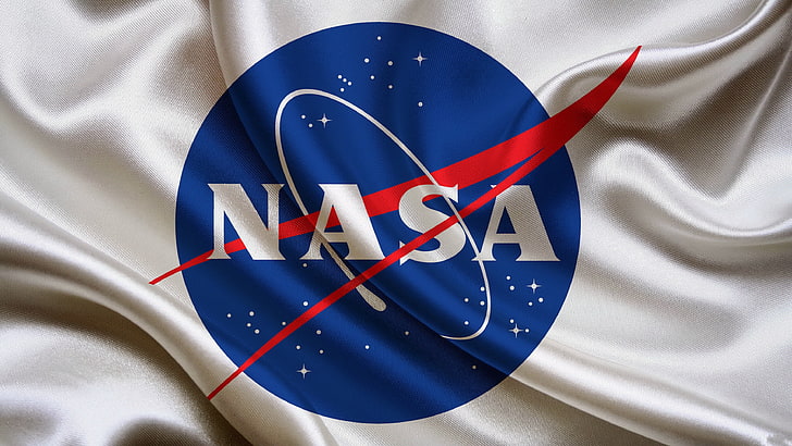 NASA, flag, logo, blue, no people, indoors, white color, close-up, HD wallpaper