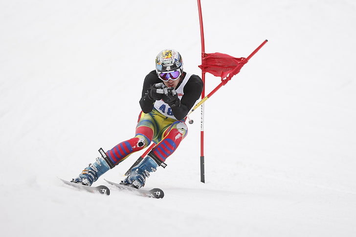 slalom skiing, snow, sport, winter sport, cold temperature, HD wallpaper
