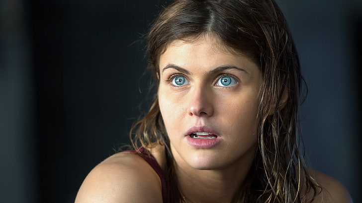 Alexandra Daddario, San Andreas, blue eyes, portrait, headshot, HD wallpaper