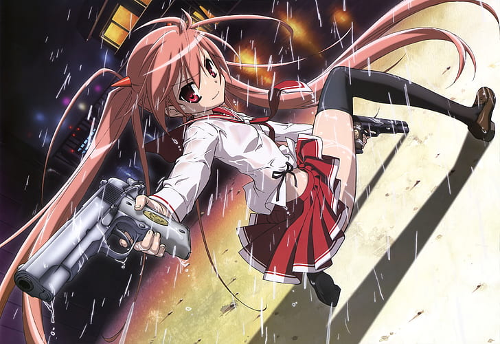 Anime, Aria The Scarlet Ammo, Aria Holmes Kanzaki, Girl, Handgun