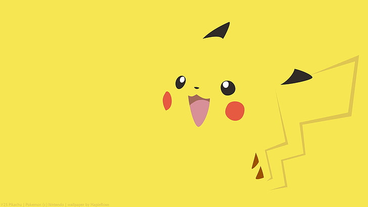 Pikachu illustration, minimalism, yellow, creativity, copy space, HD wallpaper