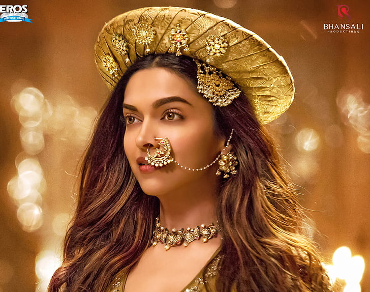 woman wearing gold-colored jewelries, Deepika Padukone, Bajirao Mastani, HD wallpaper
