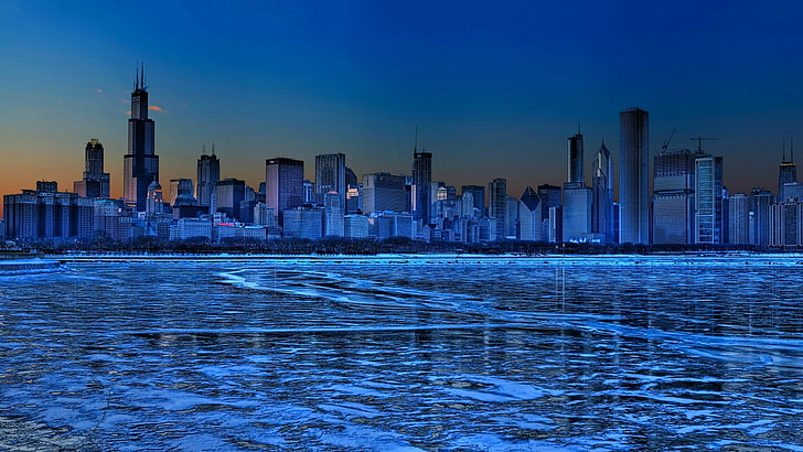 cityscape digital wallpaper, clouds, skyscraper, Chicago, USA