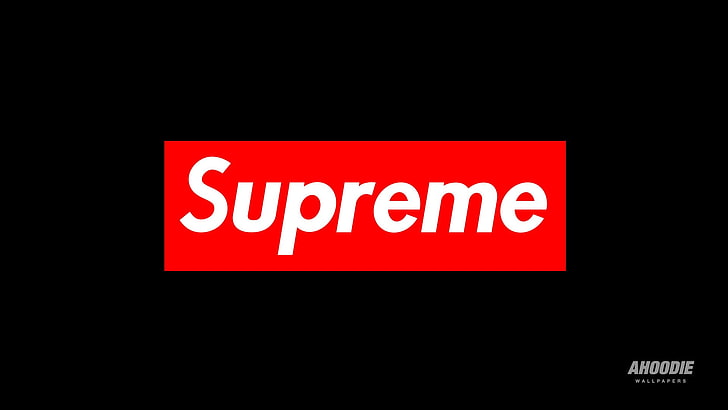 Supreme logo, brand, red, text, communication, sign, black background