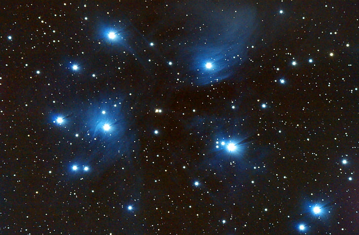 space, stars, The Pleiades, star cluster, in the constellation of Taurus