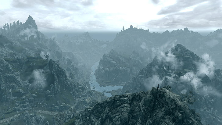 mountain peak, The Elder Scrolls V: Skyrim, video games, beauty in nature, HD wallpaper