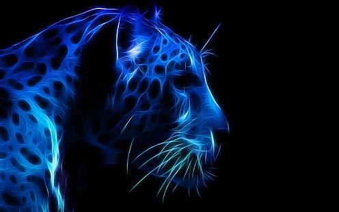 HD wallpaper: blue cheetah clipart, face, leopard, profile, blue color, the  dark background | Wallpaper Flare
