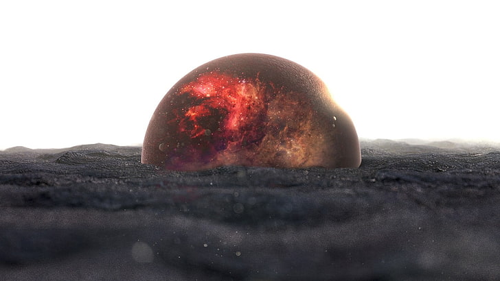 brown and red stone, planet, sand, galaxy, universe, marble, nature