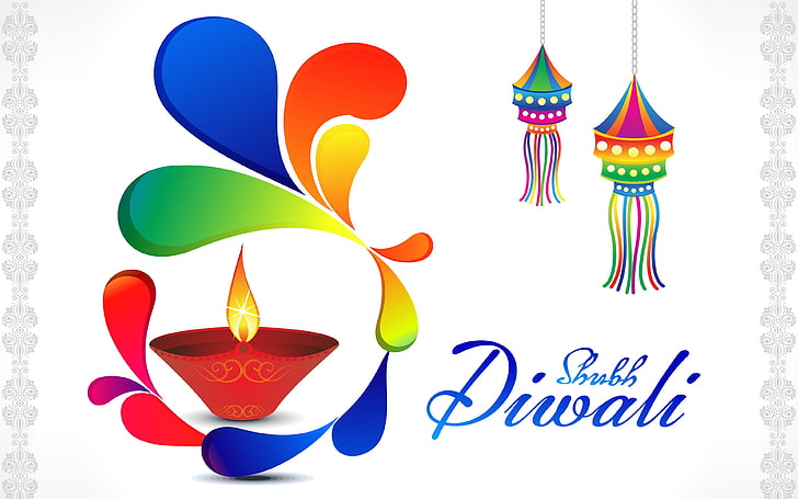 Shubh Diwali 2015, multicolored hanging decor, Festivals / Holidays, HD wallpaper