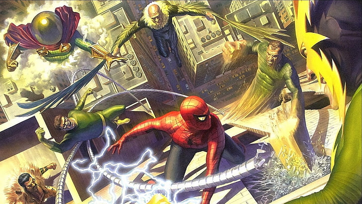 comic, Marvel Comics, Spider-Man, Villains, Sinister six, Alex Ross