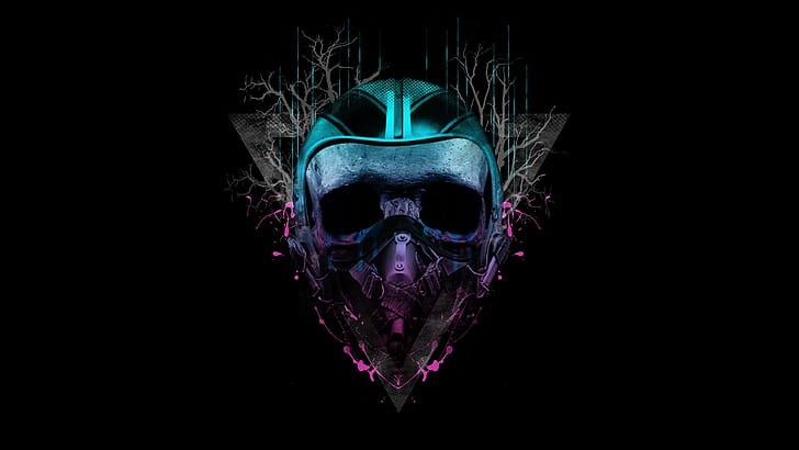 Skull Abstract Black HD, digital/artwork