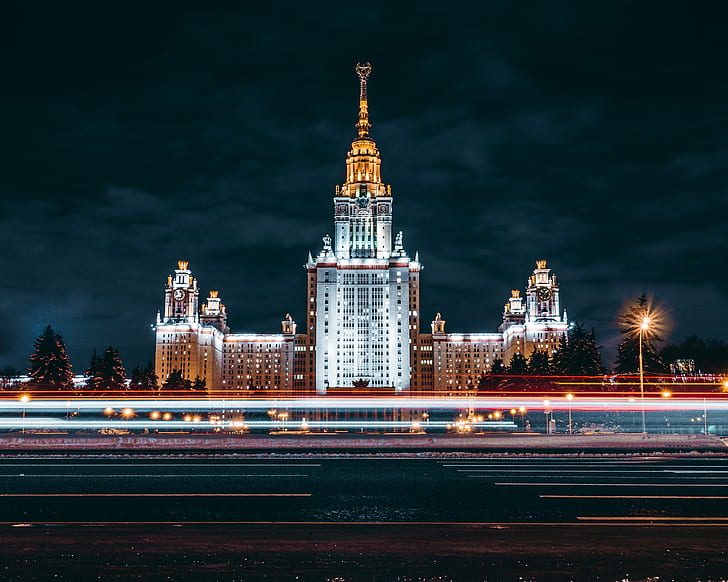 Russia, Moscow, lights, night