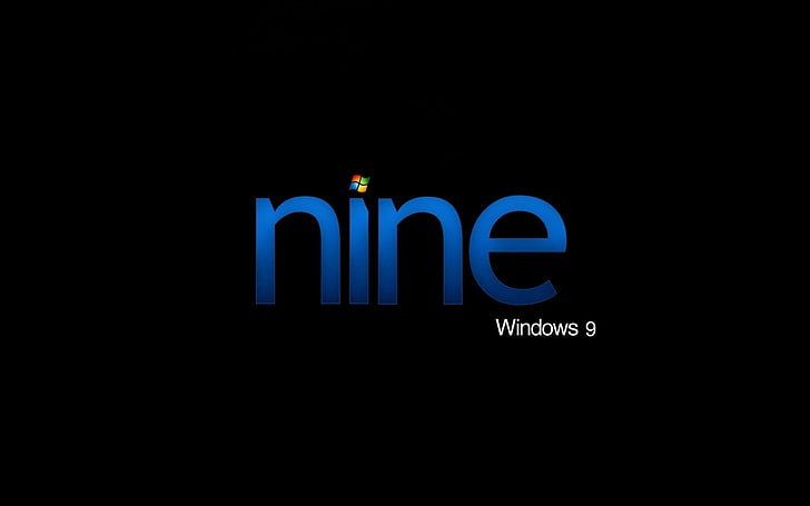 Windows 9, Blue, Black, Logo, text, communication, copy space, HD wallpaper