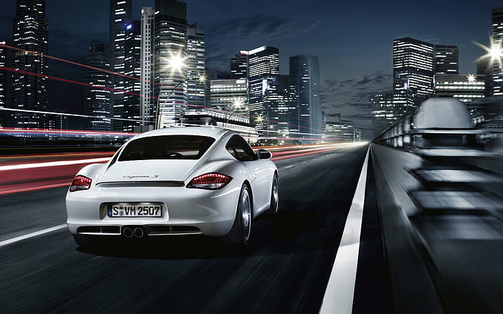 Porsche Cayman S 7, white car, cars, HD wallpaper