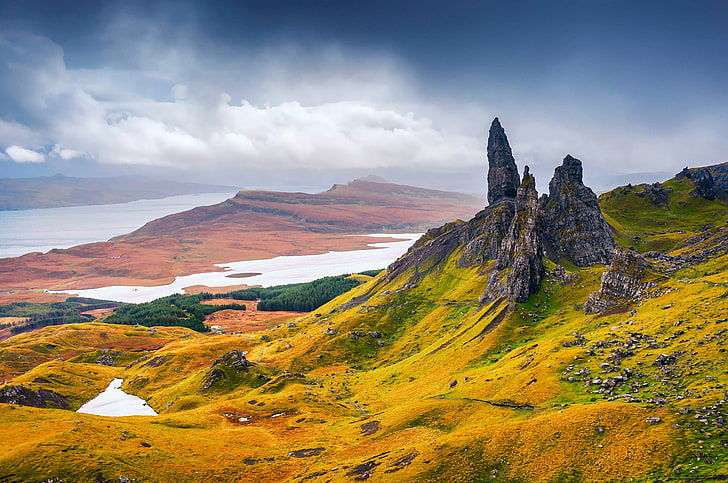 autumn, rocks, Scotland, region highland, the Trotternish Peninsula, HD wallpaper