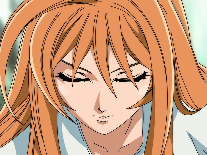 orange-haired anime girl, tenjou tenge, natsume aya, bangs, close-up, HD wallpaper