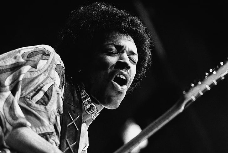 Jimmy Hendrix, guitar, concert, speech, Jimi Hendrix, one person, HD wallpaper