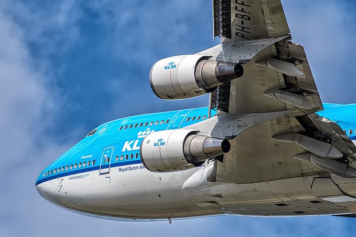 The plane, Engine, Boeing, Airliner, Boeing 747, KLM, A passenger plane, HD wallpaper