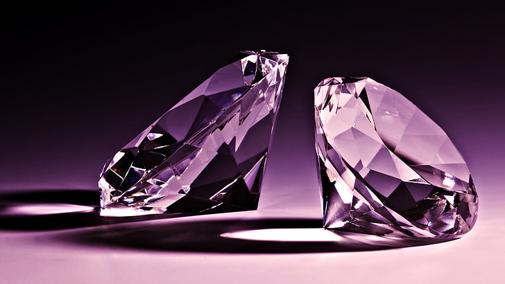 two purple gemstones, diamonds, jewels, diamond - gemstone, studio shot, HD wallpaper